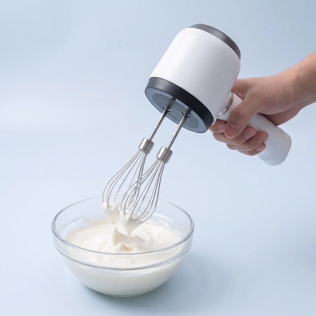 Batidora inalámbrica Nantek Luo batiendo crema en un bowl
