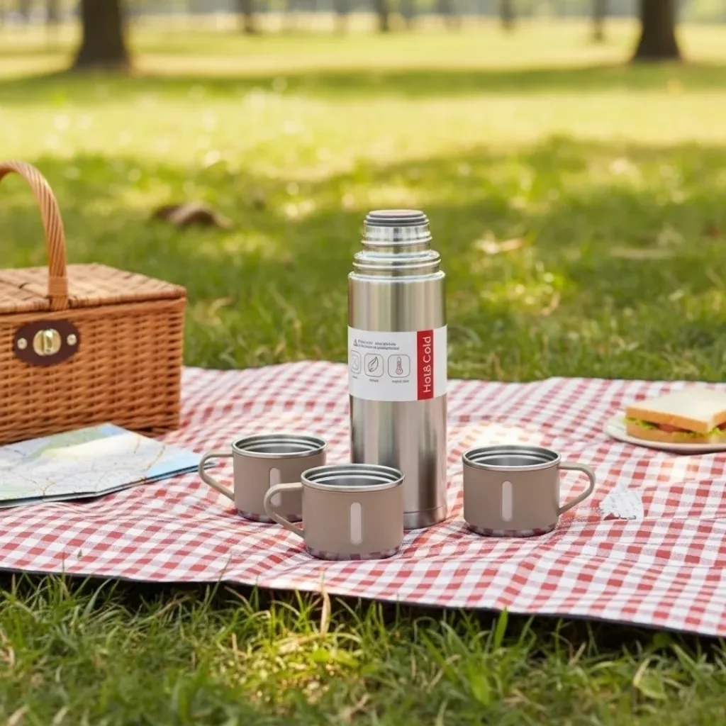Set de termo y tazas en un picnic